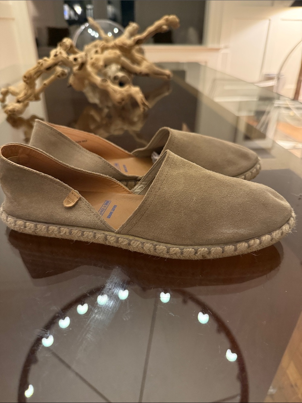 Taupe Suede Espadrille Slip-On Loafers